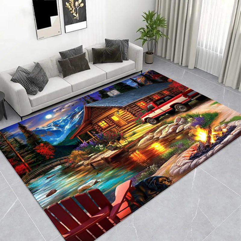 

Cartoon Traffic Jam Highway Area Rug, Colorful Summer Road Trip Carpet, Non-Slip Mat for Family Travel Decor 40x60cm( 15x23in )