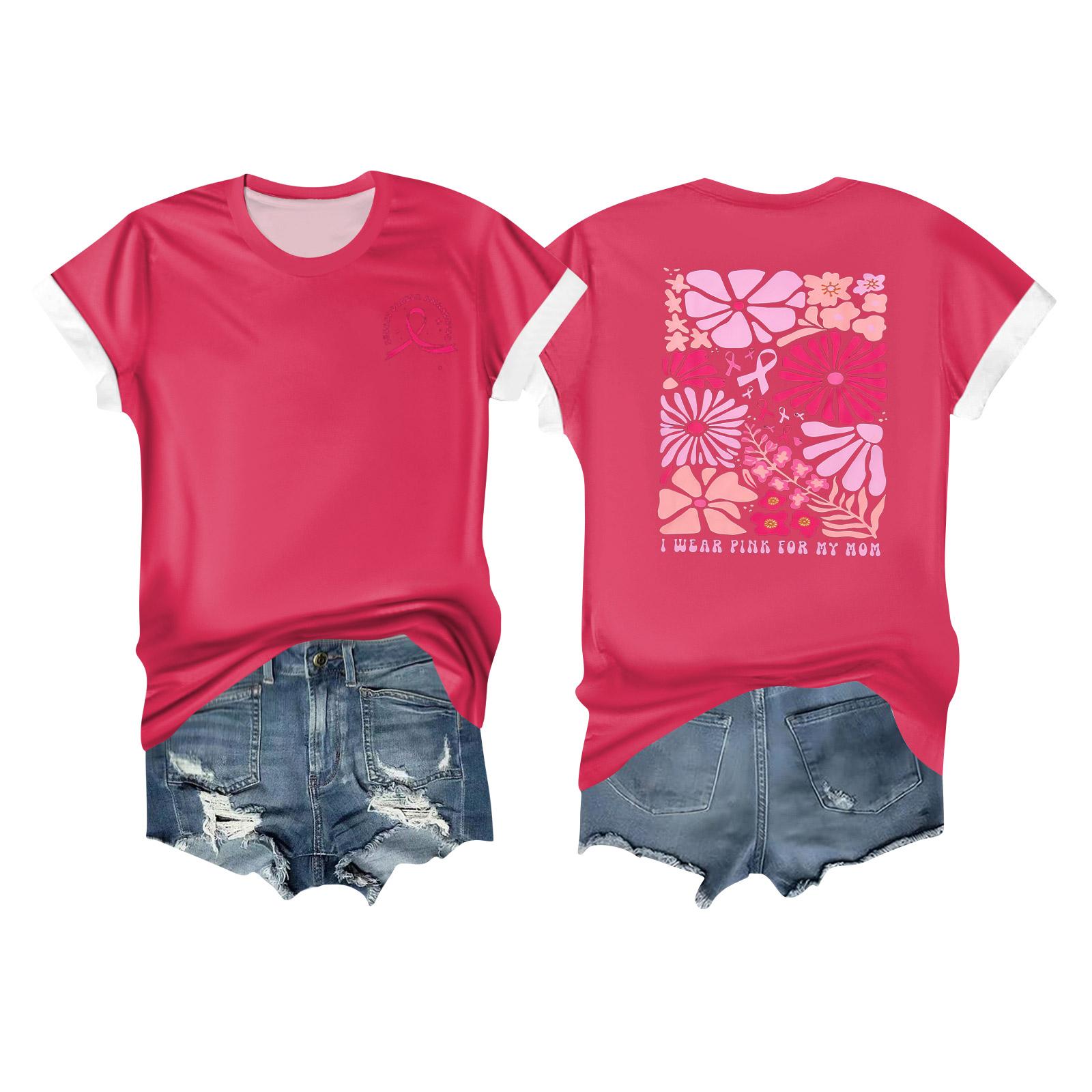 

Женская повседневная футболка с коротким рукавом с принтом ленты на груди XL красный