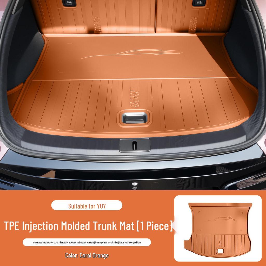 Compatible with Xiaomi YU7 TPE Trunk Mat: Dirt-Resistant Rear Floor Mats & Backrest Pad Interior Accessory