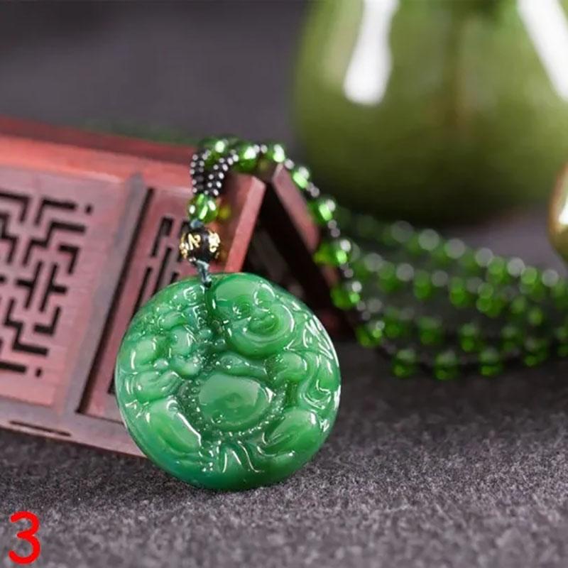 Classic Natural Green Chinese Agate Pendant Jade Necklace Fashion Charm Jewelry Carved Blessing Lucky Amulet Gifts For Women Men