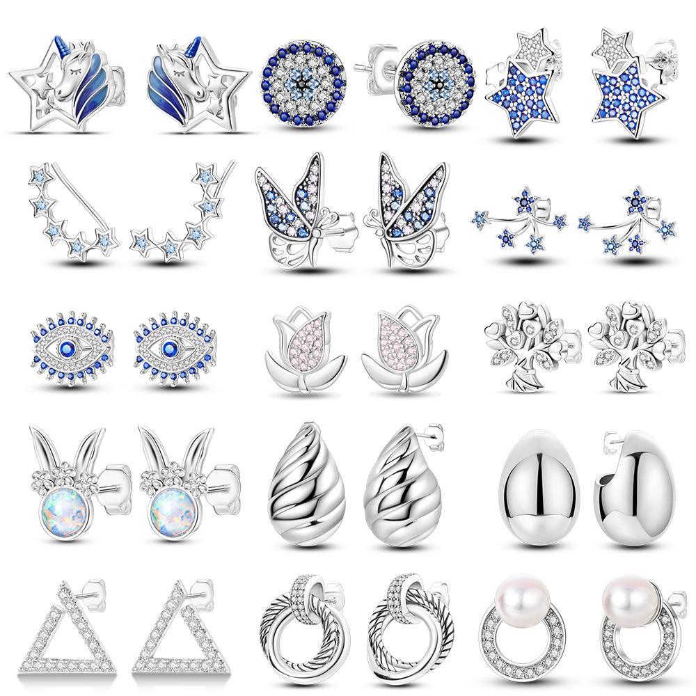 Mula New Copper Butterfly Eyes Earrings Original Stars Ear Studs Jewelry Women Fashion Elegant Giftparty