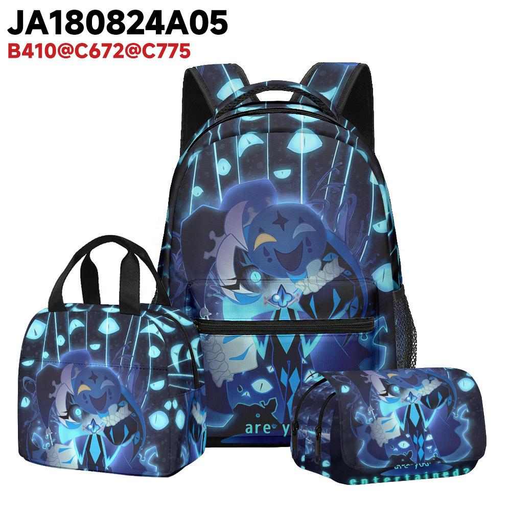 Klassiek Populair Nieuwigheid Schaduw Melk Pluche 3D Print 3 stuks/Set student Schooltassen Reis Notitieboek Rugzak Lunchtas Etui