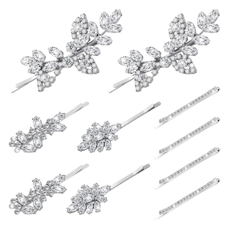 Sparkling Rhinestones Bride Hair Clip Wedding Hair Pin Spring Barrette Hair Ornament for Bride Ceremony Photography Wear