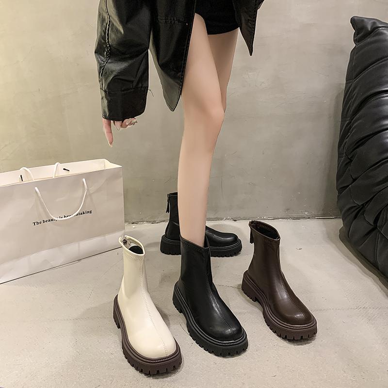 Women's Winter Thick Sole Ankle Boots Round Head Square Heel Anti-slip Women Boots Middle Follow Outdoor Leisure Fashion Shoes