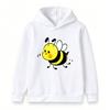 Cute Cartoon Bee Print Kids Hoodie, Unisex Boys Girls Casual Soft Pullover Sweatshirt, Comfortable Long Sleeve Hooded Top for Daily Wear and Outdoor A
