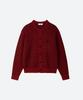 MOONSUN M.C Unisex, Stripe Wool Knit Cardigan / Deep Red