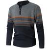 Herren Trendiger Gestreifter Strickpullover 2023: Rundhalsausschnitt, Halbreißverschluss, Lockere Passform.