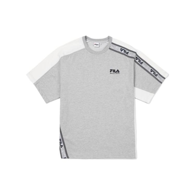 FILA T Shirts Men s Gray Crew Neck Moderate Straight Fit FS2RSF2115X-LGY 100