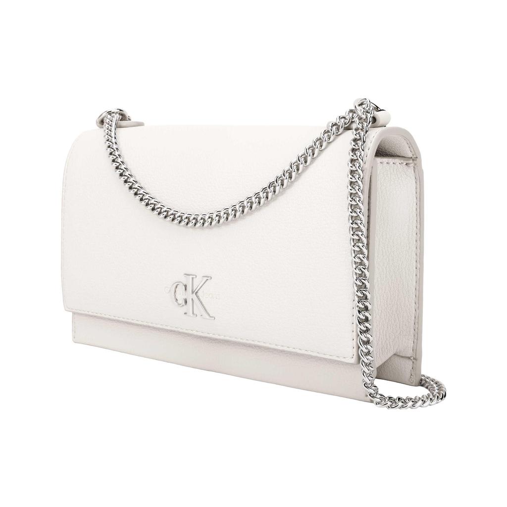 Calvin Klein Minimalist Metal Buckle Chain Flap Litchi Texture Underarm Bag Shoulder Bag Crossbody Bag Women Bags Off-white DH2806-111