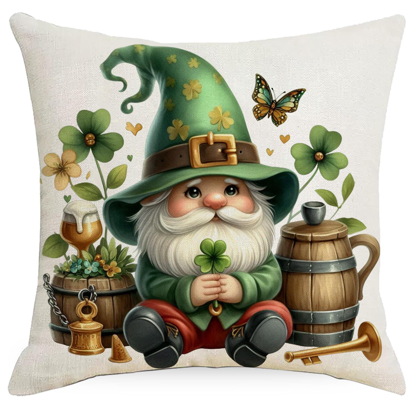 

New St. Patrick s Day Push Case Dwarf Lucky Grass Ireland Festival Cushion Pillow Case 45 * 45Cm