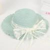 Sweet Lace Bow Straw Hat Outdoor Big Eaves Sun Hat Fashion Lace Ribbon UV Protective Straw Hat