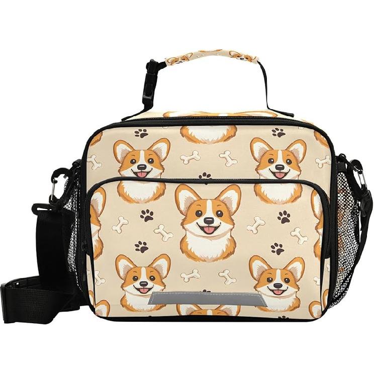 Dinosaur Animal Print Yellow Lunch Box Boys, Lunch Bag for Kids School Insulated Tote Bag Cooler Tote with Adjustable Shoulder Strap for Girls