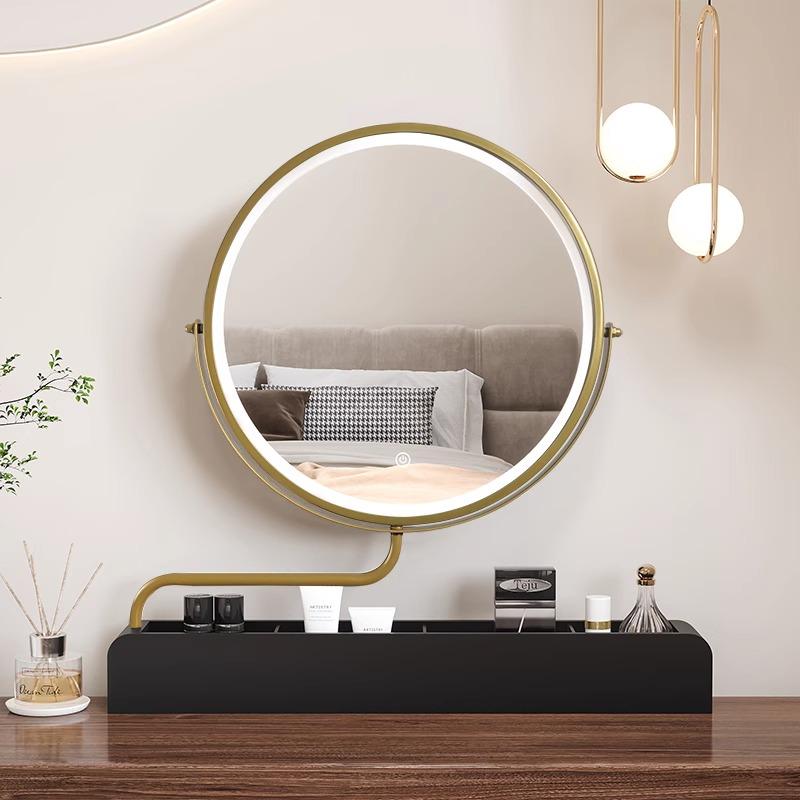 dressing table, storage box mirror, light luxury, rotatable, stretchable desktop makeup mirror integrated