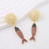 Red Dripping Oil Marine Animal Fish Pendant Seaside Earrings Personalized Vacation Style Earrings