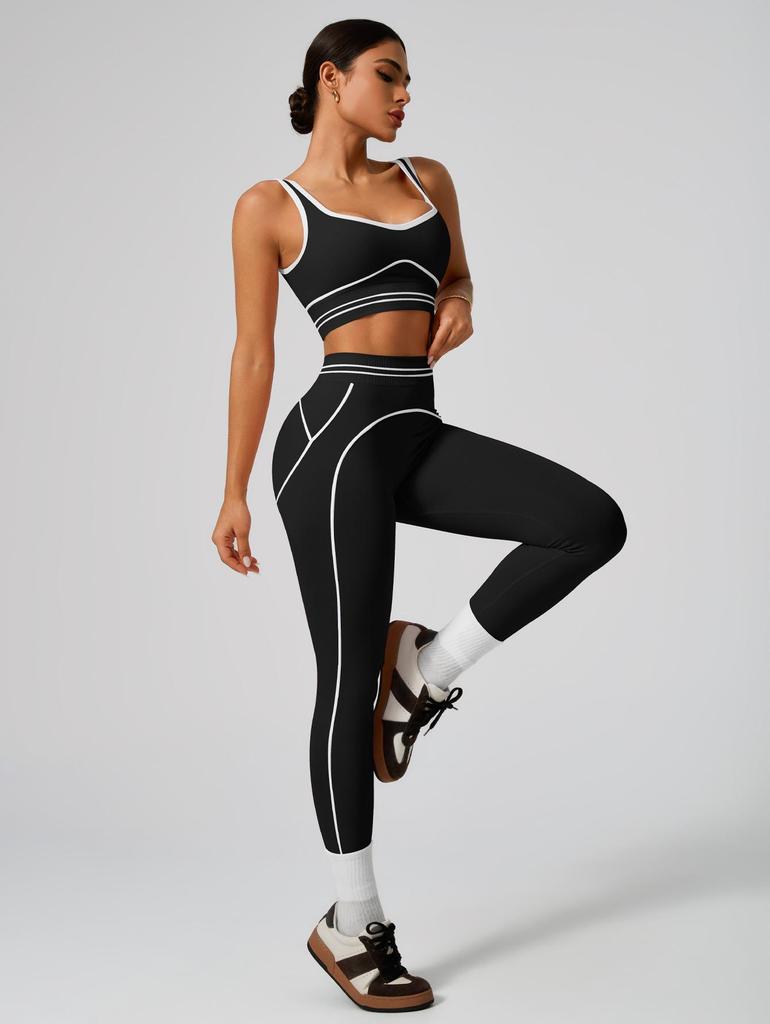 WF1326 Ärmelloses Sporttop & High Waist Bauchkontrolle Yoga-Set