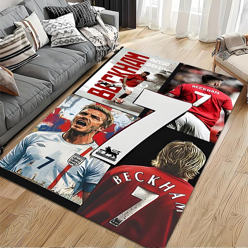 Sports Area Rug, David Beckham England Man Utd 7 Collage Poster, Fan Cave Decor, Non-Slip Mat