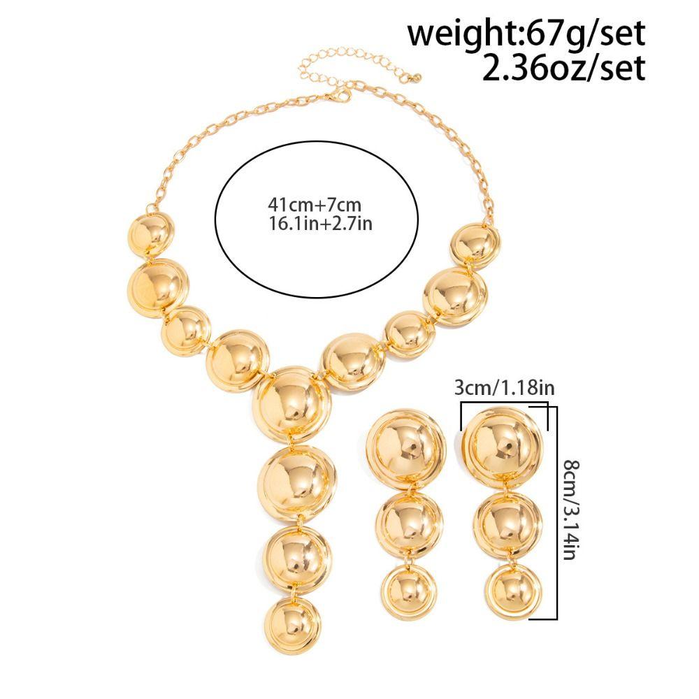 Metal Necklace Earrings Set Luxury Exaggerated Geometric Jewelry Set  Girls