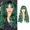 Colorful Synthetic Wig Women Long Wavy Hair With Parted Bangs Gradient Ombre Heat Resistant