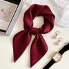 Burgundy small square scarf silk scarf women's spring, autumn and summer professional matching shirt neck protection scarf hair band tulle scarf scarf