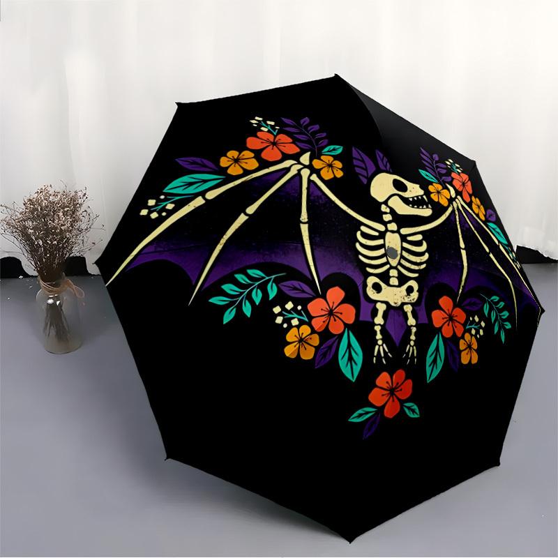 1pc Bat Skeleton Automatic Open/close Folding Umbrella, Compact Portable Travel Umbrella, Perfect Birthday/Christmas, Cute Umbrella, Durable