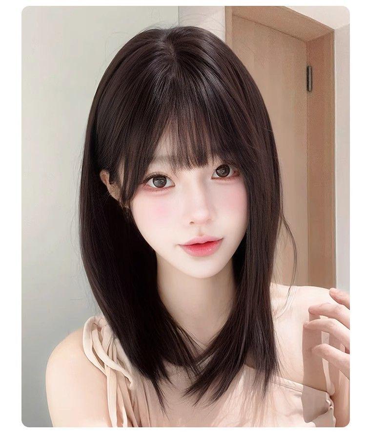 Women's Lolita Bob Wig Inspired by Jang Won-young - Medium Length Comic Bangs, Age-Reducing Style