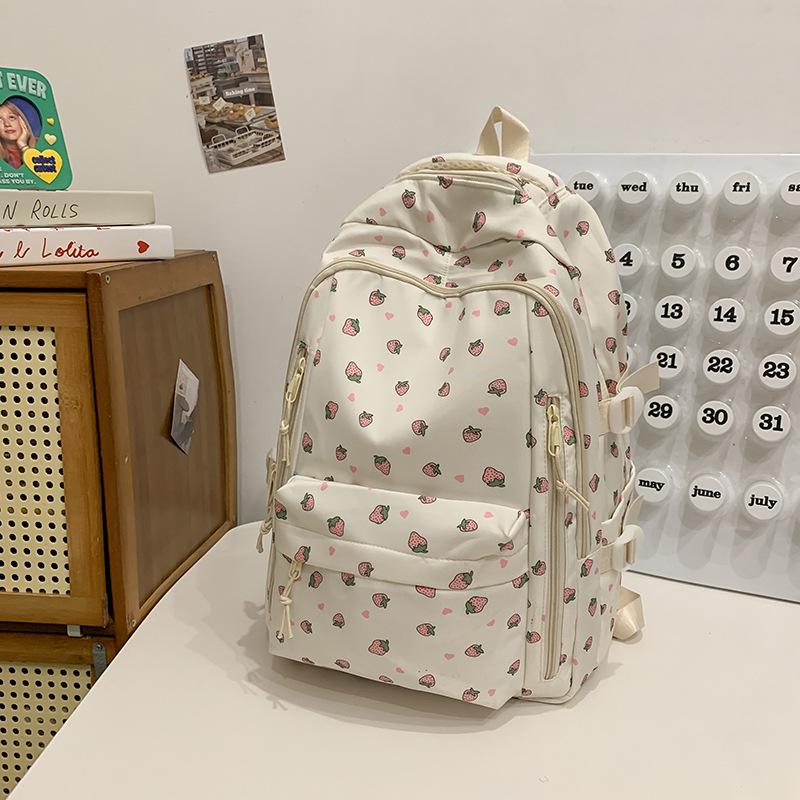Schoolbag Schoolbag Female Ins Girl College Style Small Floral Backpack Korean Version Harajuku Printed Middle School Student Backpack Female