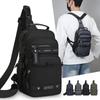 Bolso de Pecho para Hombre de Bolsillos Múltiples, Bolso de Hombro Multifunción Deportivo para Mensajes, Bolso Cruzado de Tela de Color Sólido para Viajes