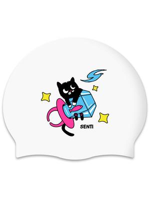 SENTI [Sc-2627] Candy Ring Cat Wh Silicone Swim Cap