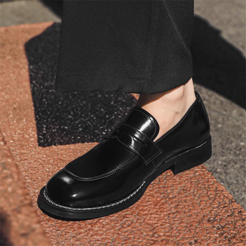 Fashion Men Casual Office Business Formal Oxford Thick Bottom Dress Shoes Men Gentleman Outdoor Patent Leather Wedding Fashion Loafers