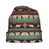 ZLIENSZUS Boho Ferret Print Knit Hat for Adults - Bohemian Ferret & Sunset, Flat Suitable for City Walks, Casual Outfits, Weekend Wear, Stylish Everyd