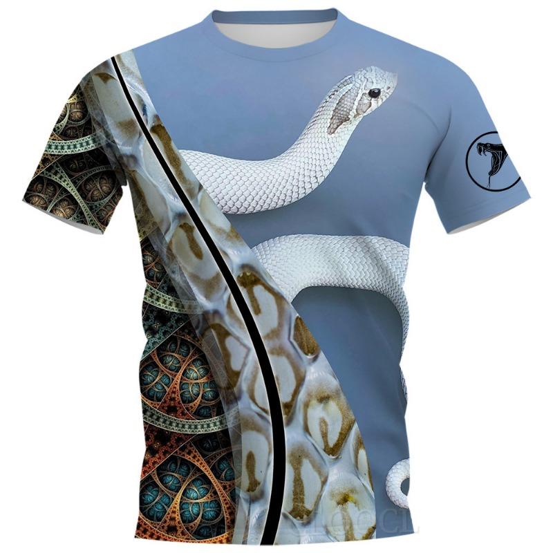 

Мужская футболка с рисунком змеи 3D-принт, мужская мода, индивидуальный покрой, короткий рукав, летняя, крутая, уличная одежда, свободные топы 6XL