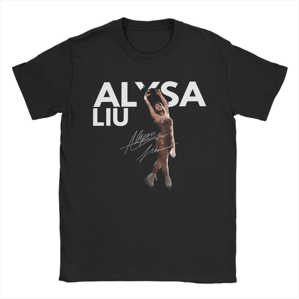 Vintage Alysa Liu Usa Skating TShirts for Unisex Crewneck Cotton T Shirts Short Sleeve Tee Shirt Gift Idea Clothes