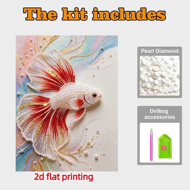 Betta Fish Pearl Painting DIY Living Room Hanging Painting Art Ornament Decorative Painting Home Decoration