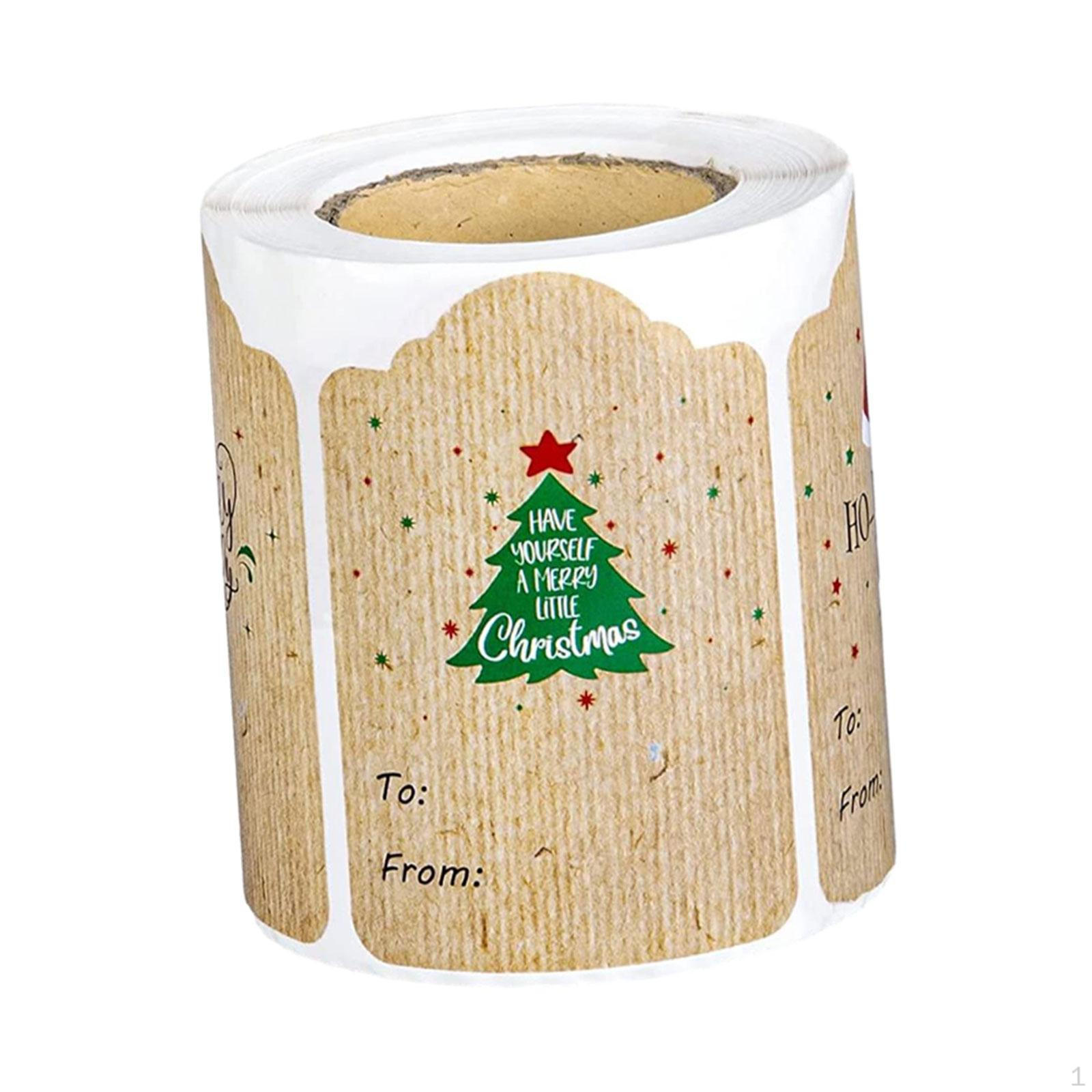 

300 Pieces Christmas Tags Kraft Paper Stickers for Envelopes Gift Boxes