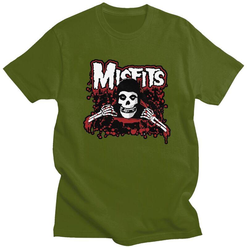 Custom Horror Punk Rock Misfits Skull Tshirts for Men Short Sleeve T Shirt Fashion Tshirt Slim Fit 100 Cotton Tee Gift Idea
