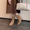 Inner height increase~ retro suede small square head short boots for women, new comfortable and versatile thin boots for women in autumn and winter