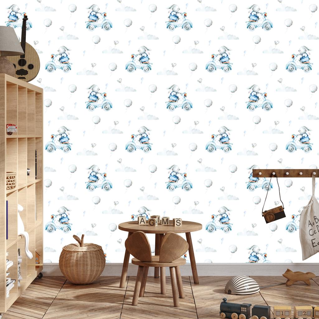 Bunnies and Hearts Wallpaper for Living Room and Bedroom 50x1000