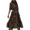 Fashion Sexy Printed Long Dress Stand Collar Single Breasted Leopard Dress