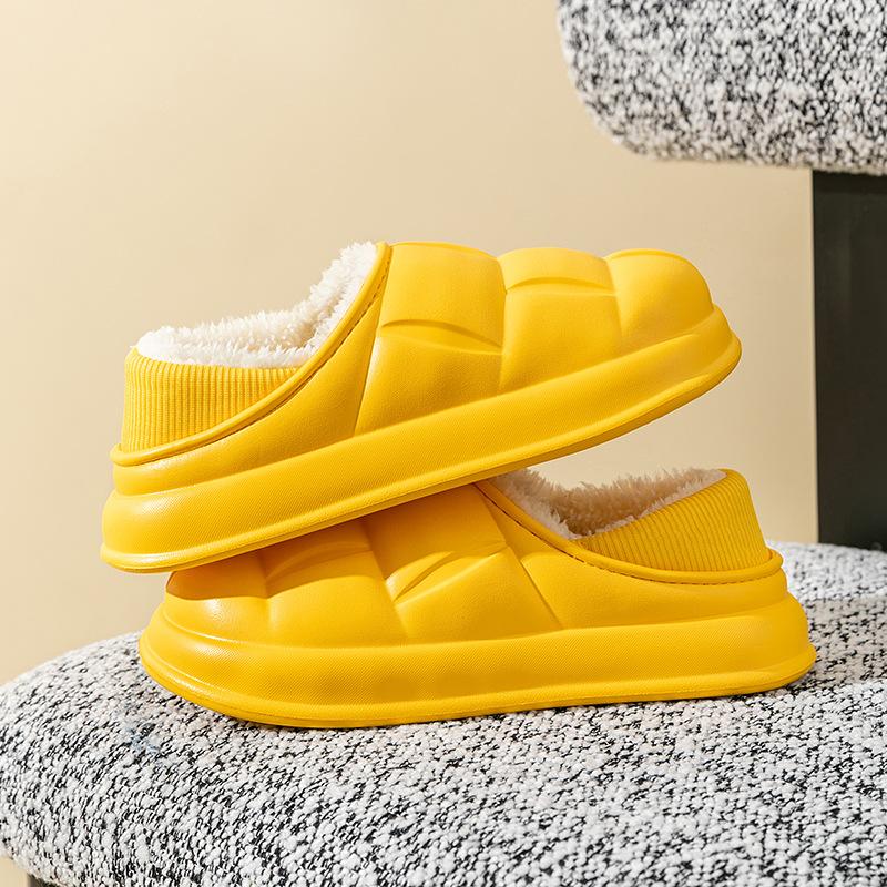 Winter platform cotton shoes women's new home bag heel waterproof outer wear couple plush cotton slippers men