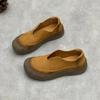 Johnature Vintage Handmade Genuine Leather Loafers Round Toe Thick Soled Cowhide Women's Slip-on Shoes