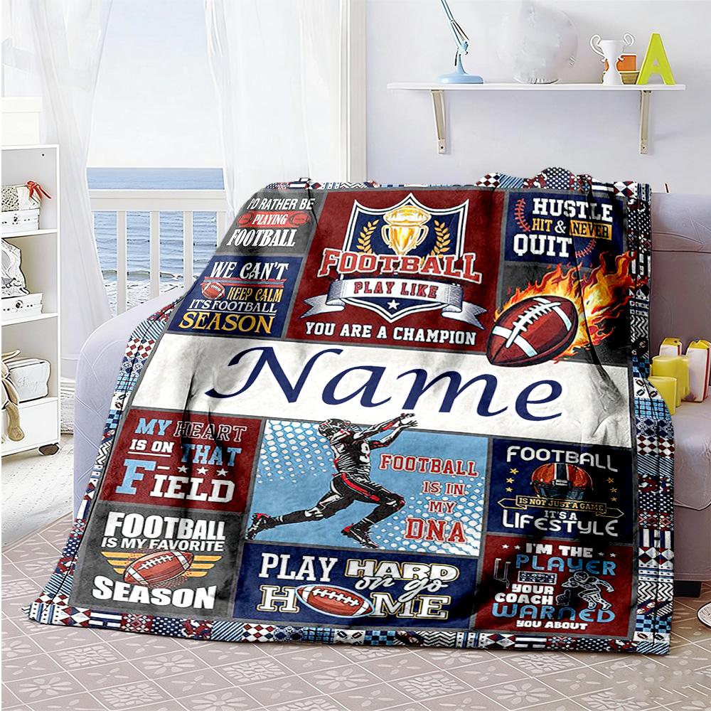 Rugby Player564 Customize Your Name Blanket Cozy Personalized Blanket Soft & Cozy Throw For Chair Seaside Livingroom Bed Four Seasons Universal