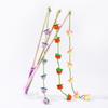  Teaser Toy: Solid Wood Long Pole with Bell, Fruit Design, Scratch-Resistant