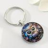 1pcs Owl Pattern Circular Alloy Keychain Pendant Metal Key Ring Backpack Charm Jewelry Car Key Chain Rings Decorative