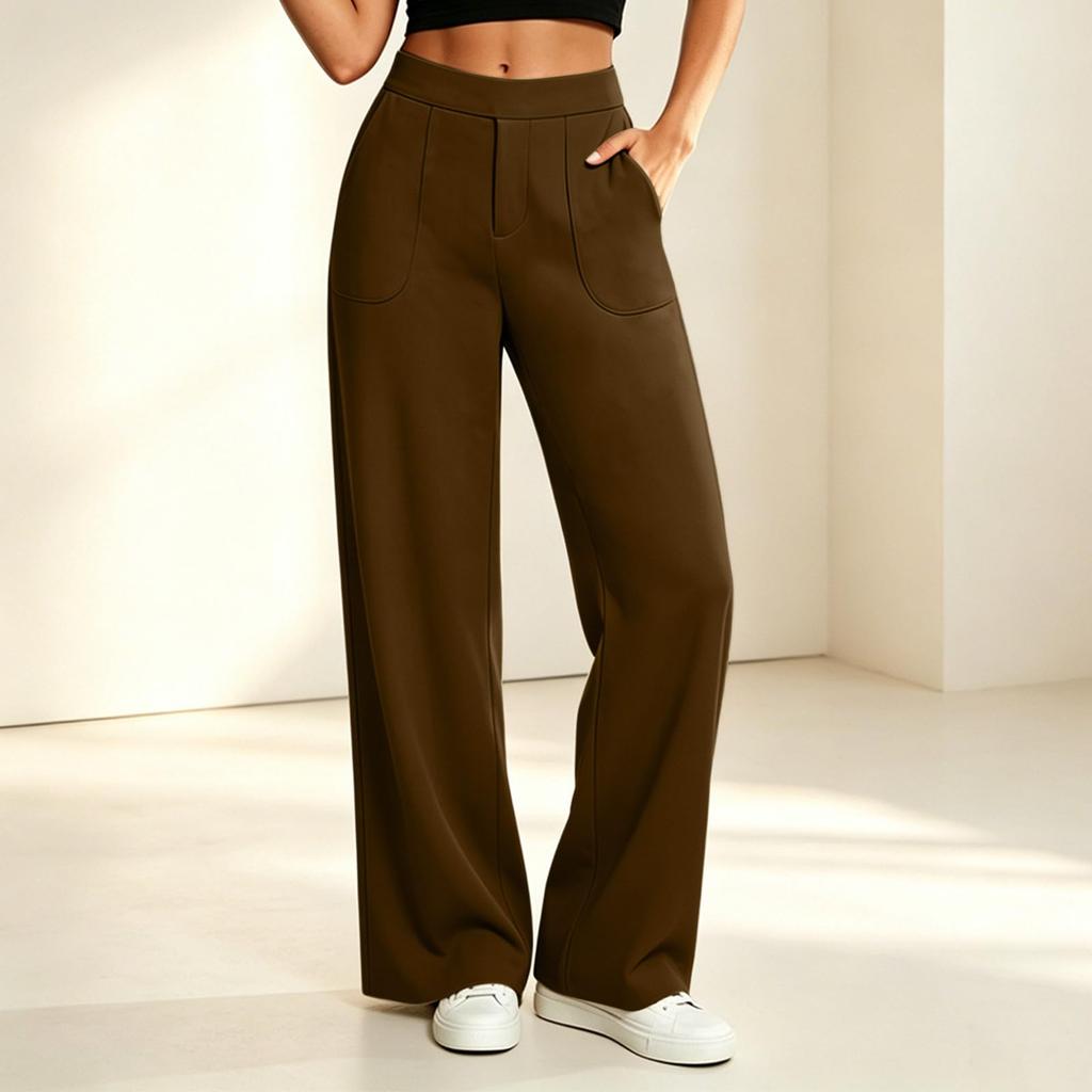 Women's High Waisted Flared Yoga Pants with Side Pockets, Wide Leg Athletic Pants for Workout and Casual Wear