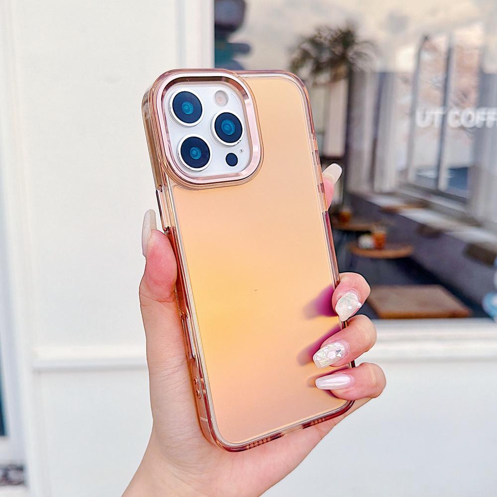 KEYSION Fashion Laser Gradient Colorful Phone Case for iPhone 16 Pro Max Soft TPU+PC Shockproof Back Cover for iPhone 16 Plus