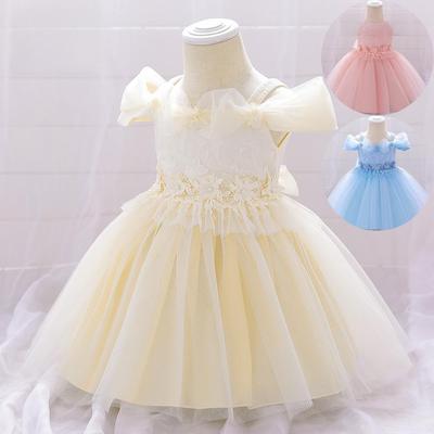 2025 New One-Shoulder Puff Sleeve Baby Girl Princess Dress for Baptism and Special Occasions
