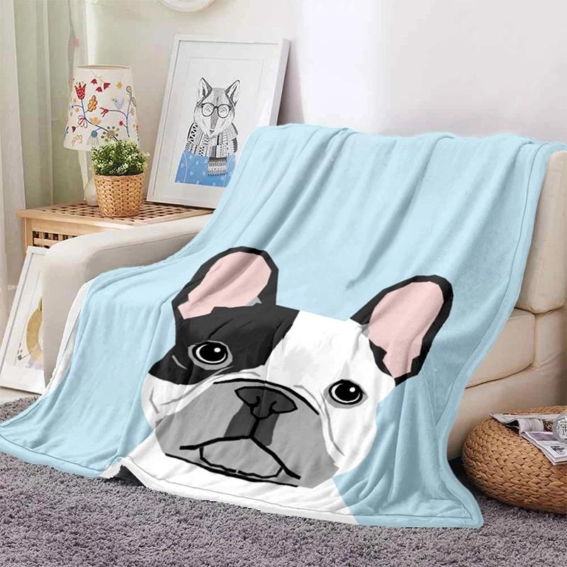Boston Terrier Dog Pug Cartoon Blanket Super Soft Flannel Throw Blanket for Bedroom Couch Sofa Gift for Boy Girl King Queen Size