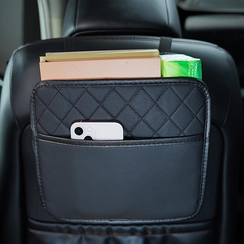 1pc Car Seat Back Storage Bag - Faux Leather Hanging Organizer, Stylish Car Accessory, Multifunctional Car Storage Bucket, Car Seat Storage Box