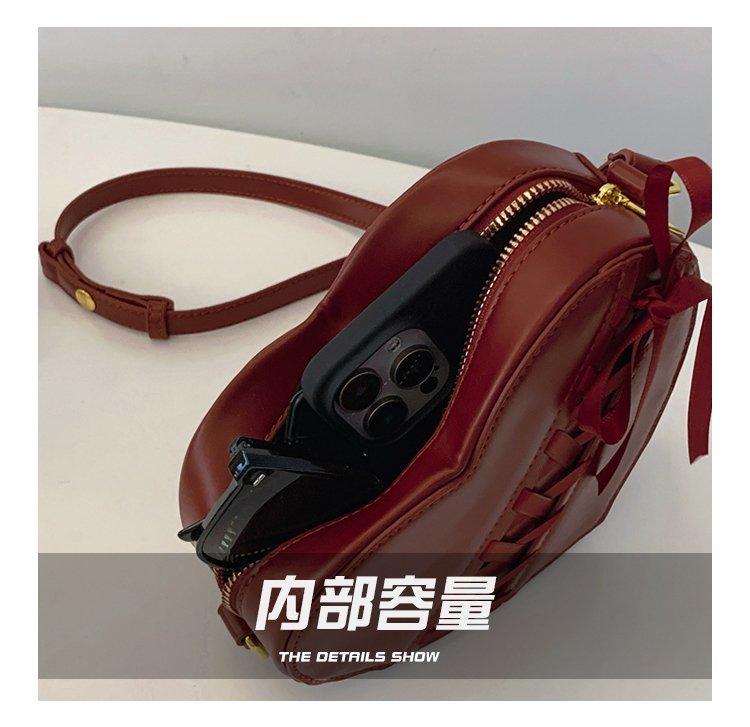 JIAERDI Retro Heart Red Crossbody Bags For Women 2025 Pu Leather Chic Bow Messenger Bag Ladies Retro Sweet Handbag Purse Female
