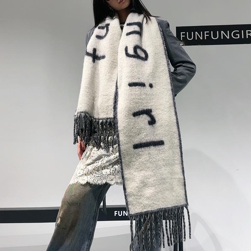 Autumn and winter high-end red shawl cape long wool scarf fashion versatile fringed cape triangle scarf